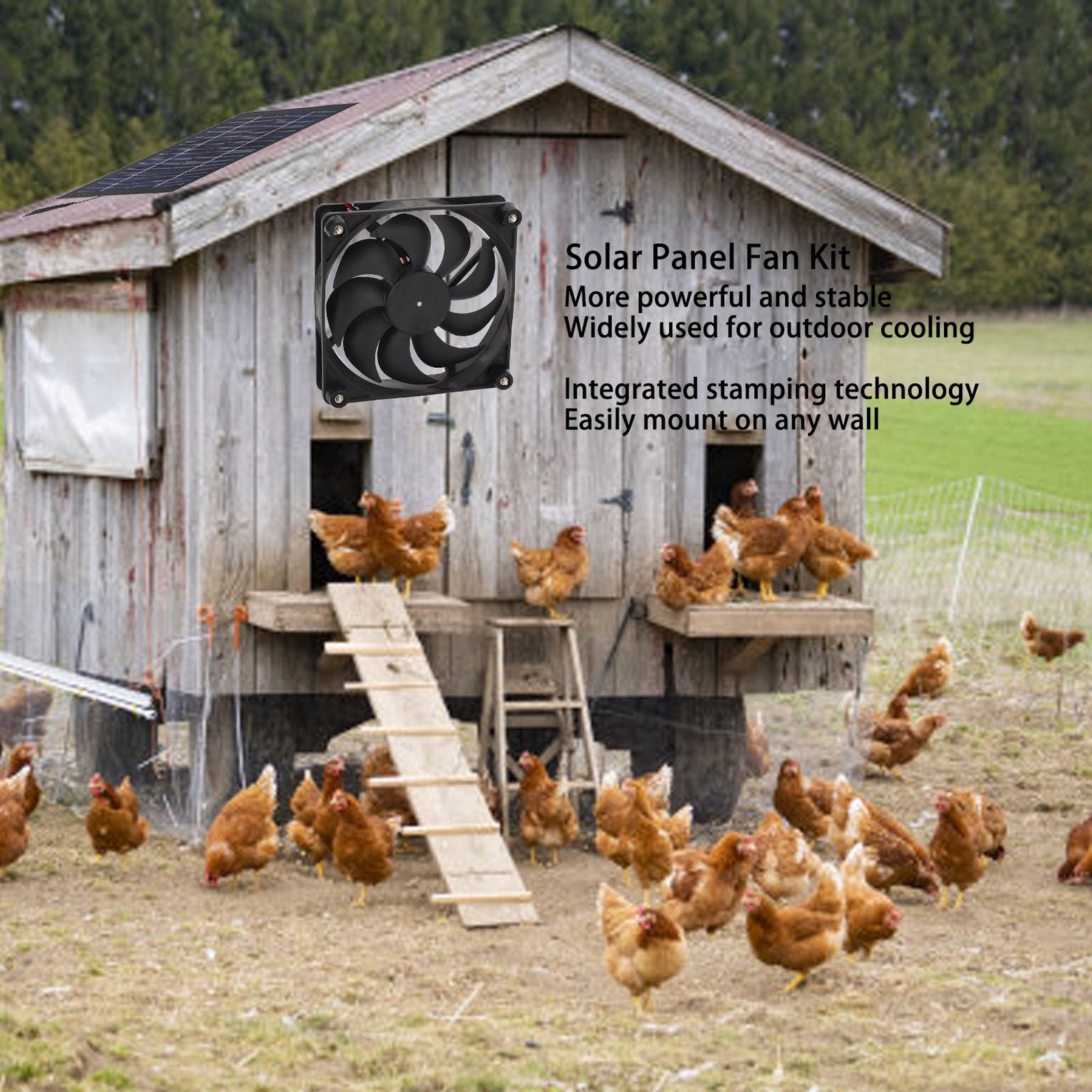 50W Powered For Greenhouse Sheds Chicken Coop Pet House Window Exhaust
