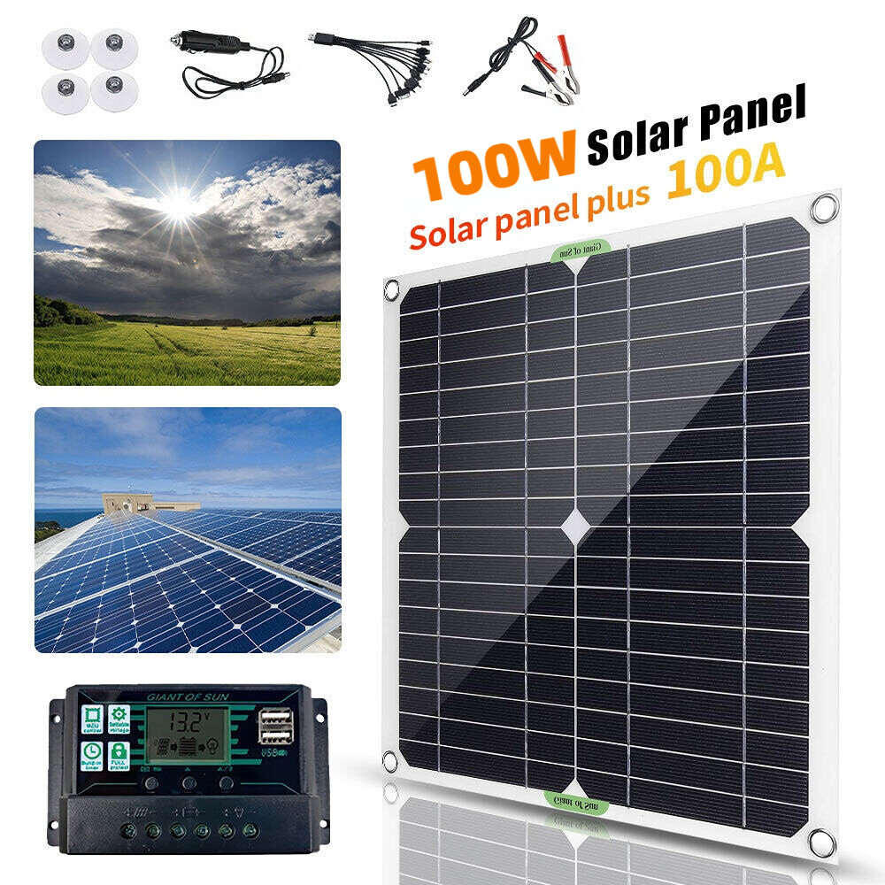 400 Watts Solar Panel Kit 100A 12V Battery Charger w/ Controller Caravan Boat US
