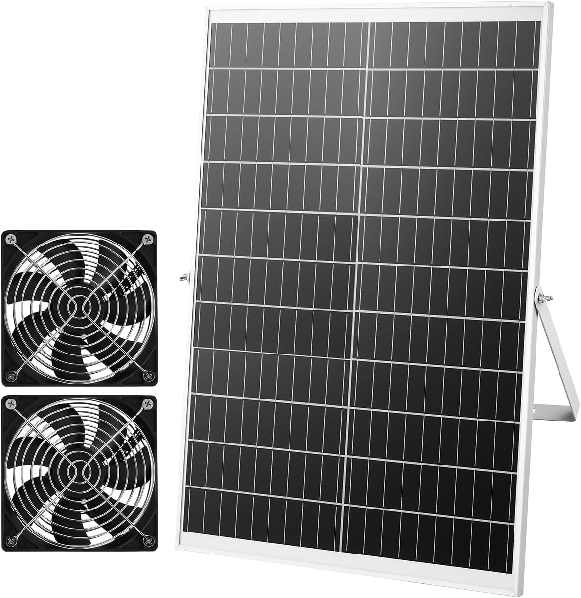 Solar Powered Exhaust Fan Kit 30W Dual Ventilation Chicken Coop Greenhouse Shed