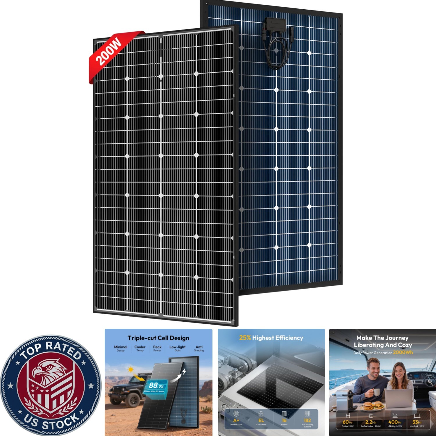 Bifacial 200W Solar Panel with Connectors – Efficiency Meets Reliability
