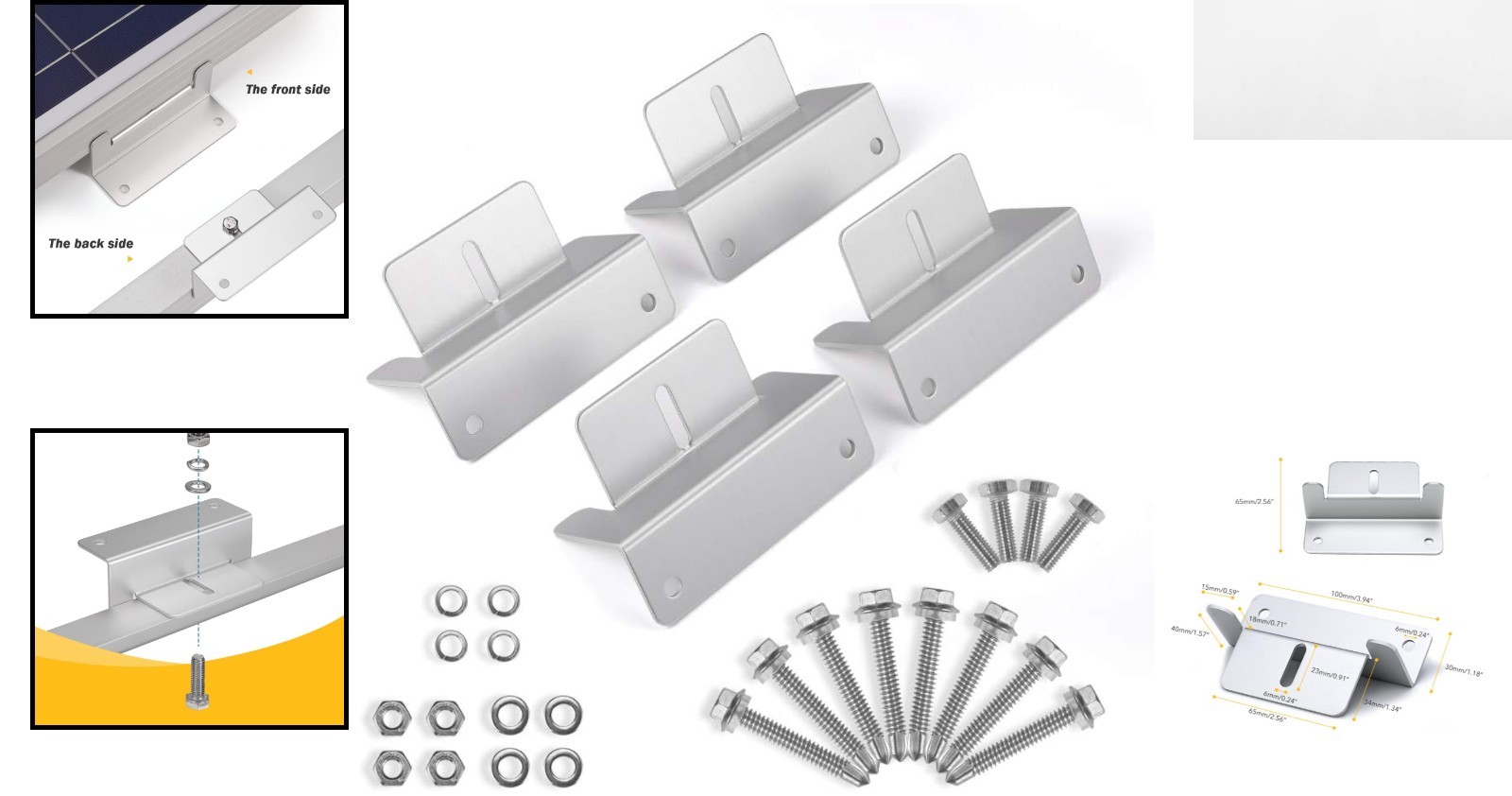 Durable Powder Coated Z Brackets for Solar Panels – 4 Units for Secure Mounting