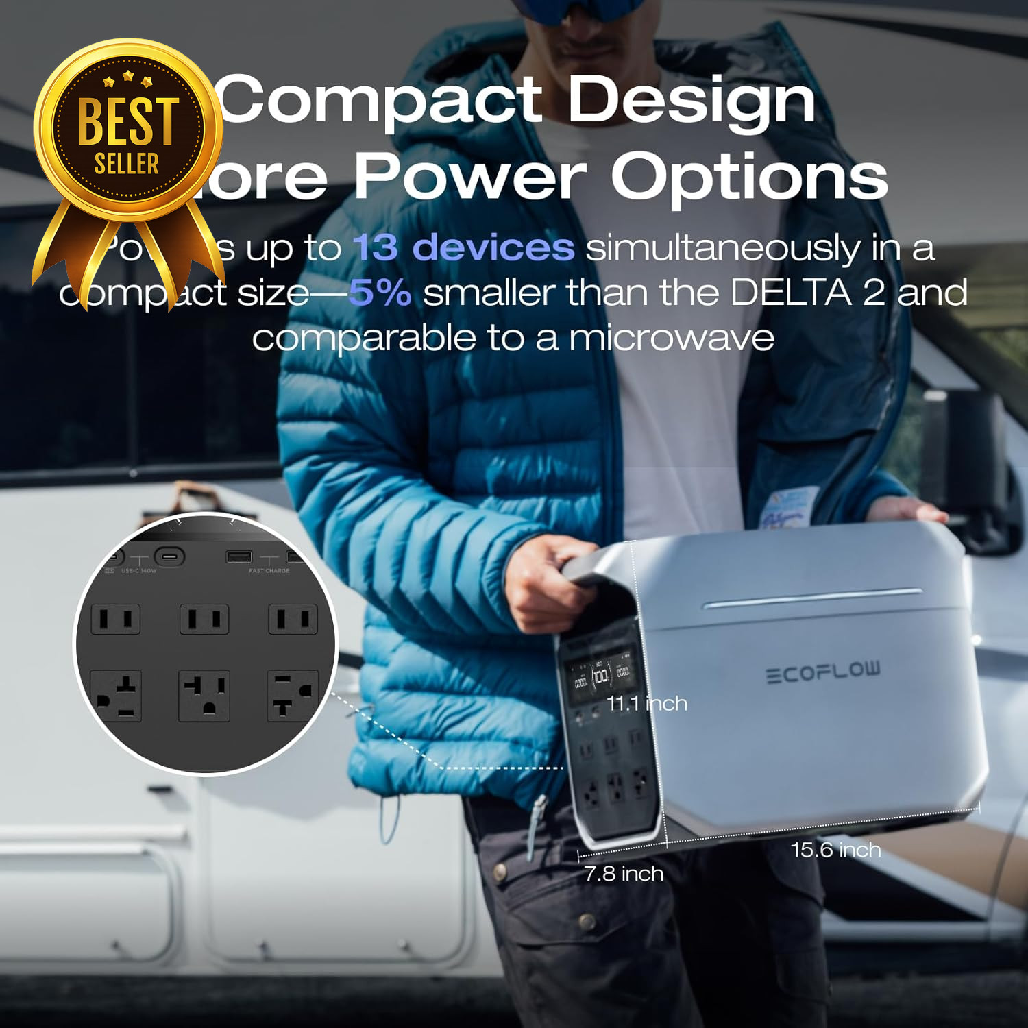 EF ECOFLOW DELTA 3 Plus 1024Wh LiFePO4 Portable Power Station 1800W