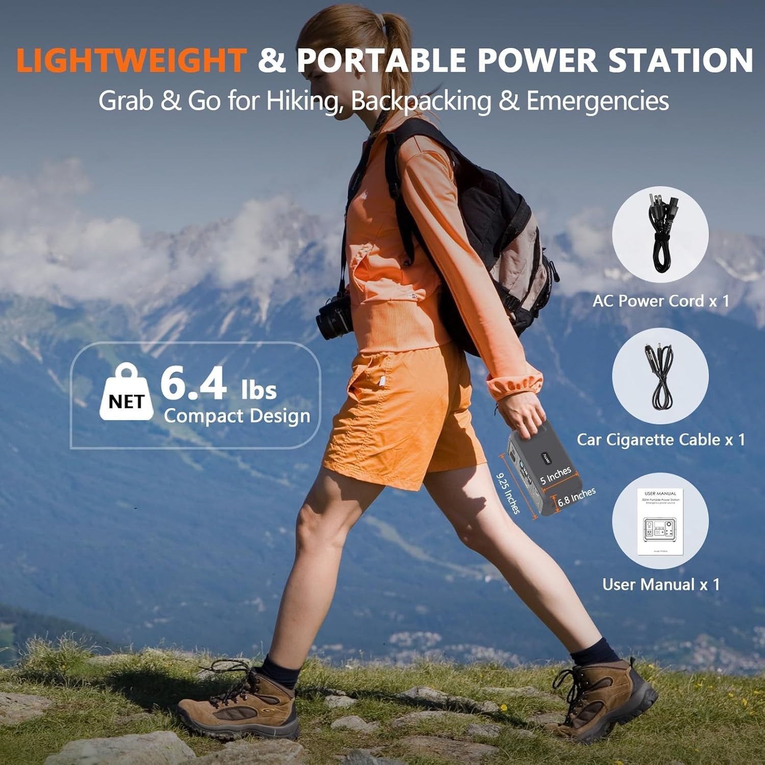 Lightweight 300W Solar Generator with 6 Output Ports for Camping and Home Backup