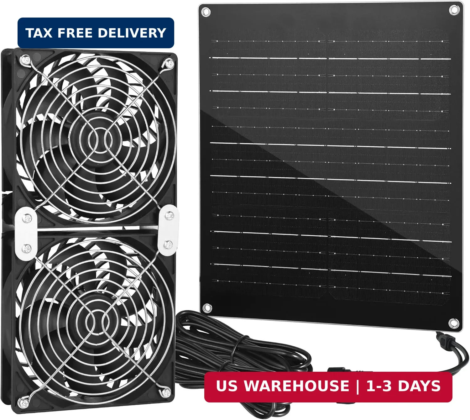 Solar Fan, 30W Solar Powered Fan, Solar Panel Fan Kit, IPX7 Waterproof Fans Exha
