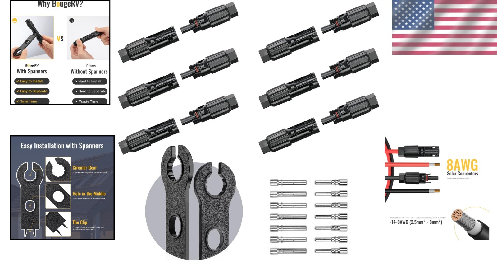 Waterproof Solar Connector – 8AWG 6 Pairs