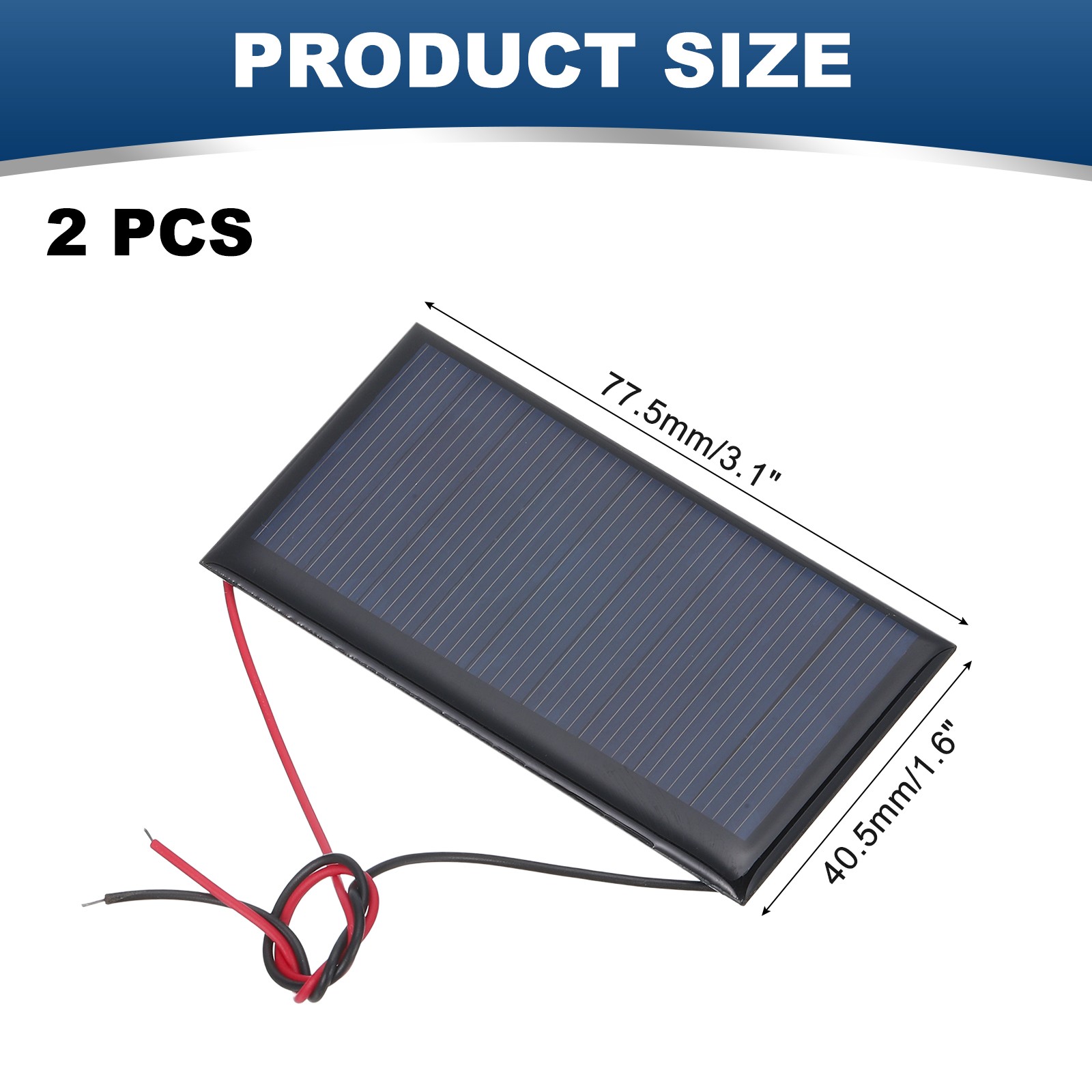2 Pcs 4.5V 0.36W 80mA Mini Solar Panels with 2 Cable 77.5mm x 40.5mm