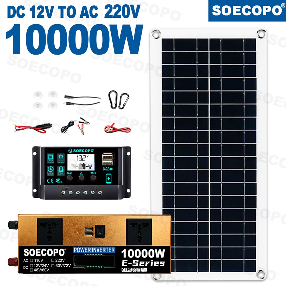 10000W Power Inverter Solar Generator w/ 200W Solar Panel Home Complete US STOCK