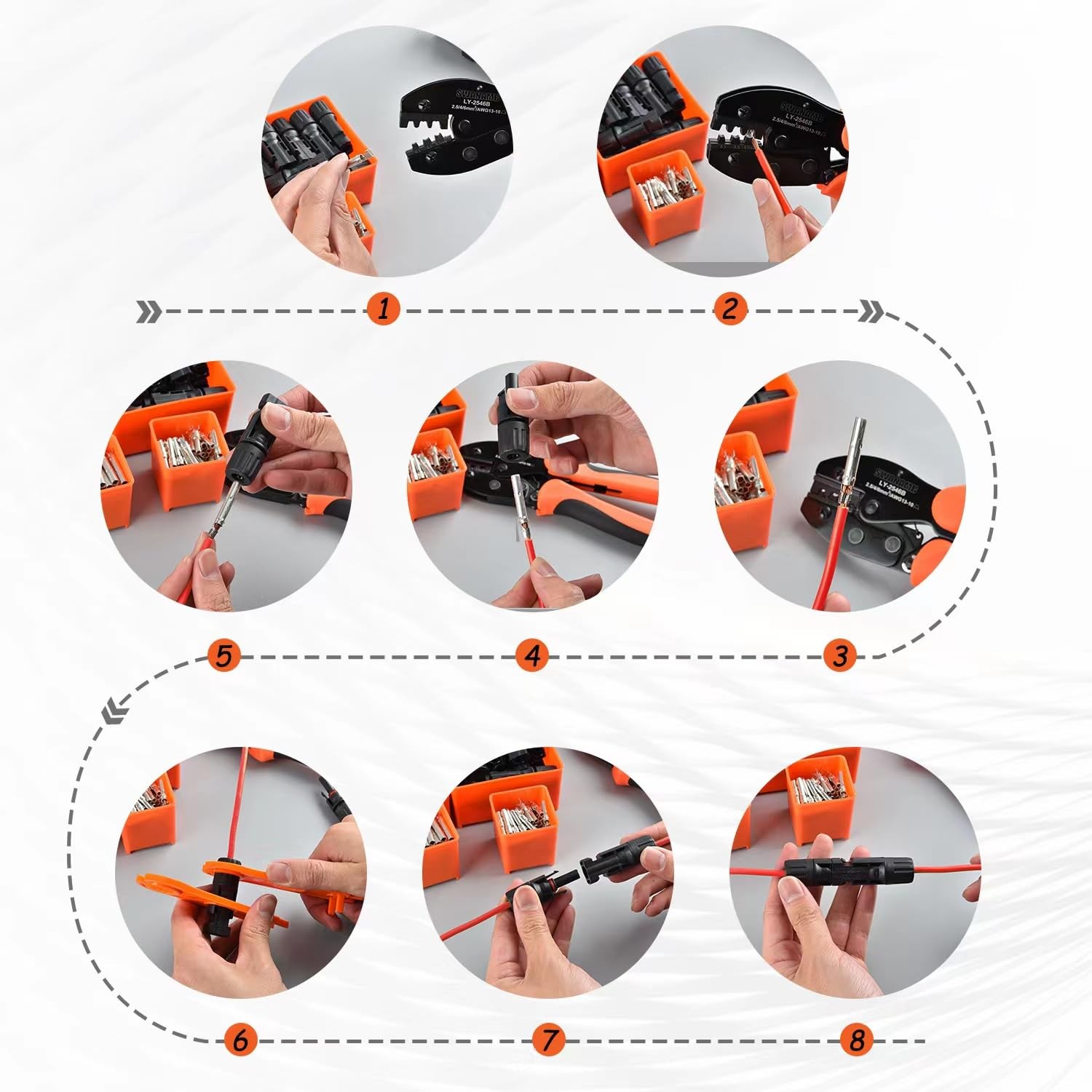 SWANAMB Solar Panel Connector Crimping Tool Kit with 1 Orange and Black