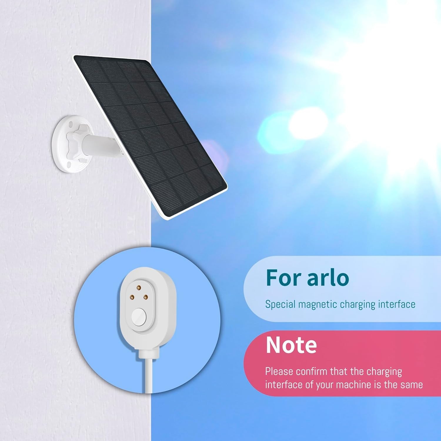 2-Pack Solar Panel Charger for Arlo Camera, 5W Solar Panel Compatible /Pro 4/…