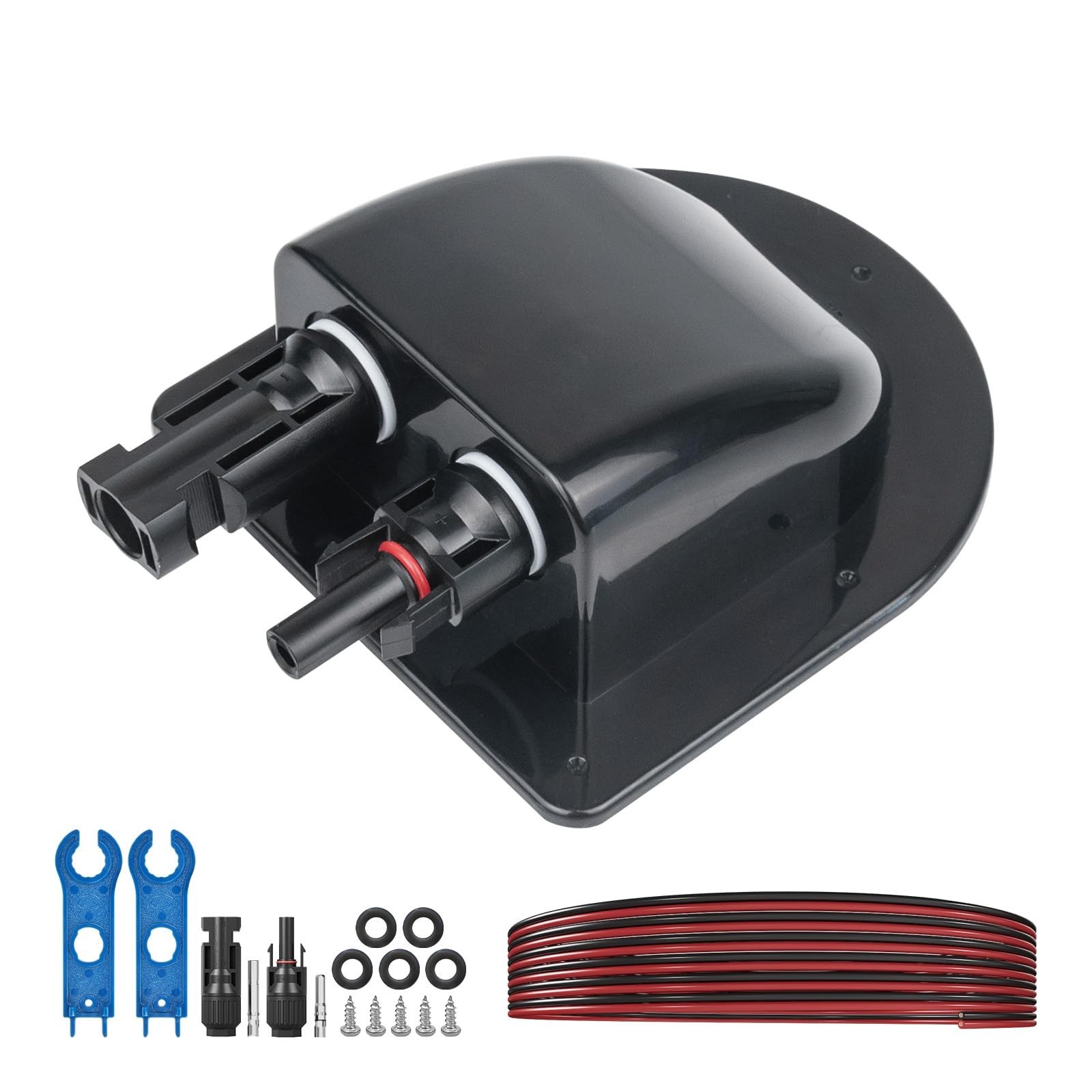 Solar Cable Entry Gland Kit, 10AWG Copper Wire & Connectors, UV Resistant, 20FT