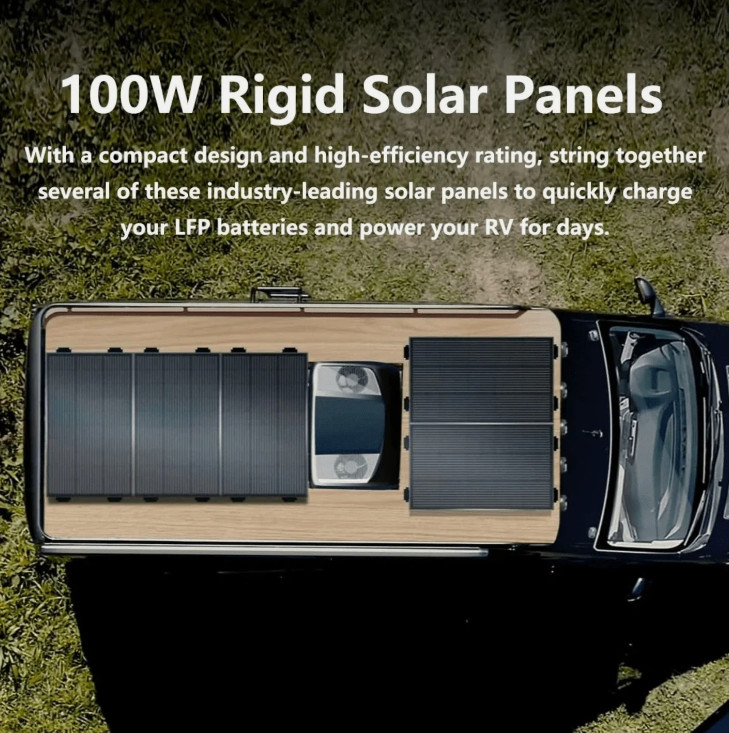 Set of 2 Panels – EcoFlow 100W Rigid Solar Panel IP68 Weatherproof Outdoor Power