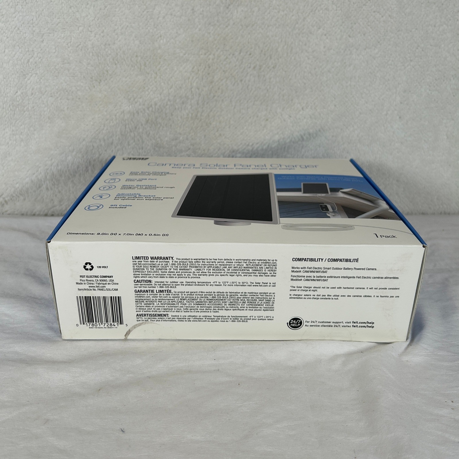 Feit Electric Camera Solar Panel Charger Micro USB 5V 3W White PANEL/SOL/CAM NEW