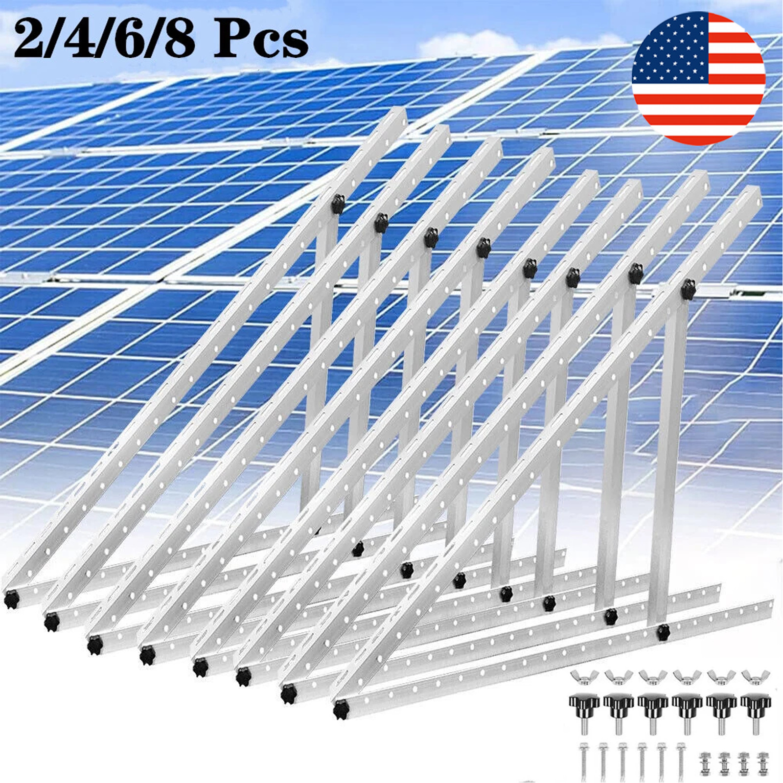 28 inch Adjustable Solar Panel Tilt Mounting Rack Bracket (2/4/6/8 Set) RV Frame