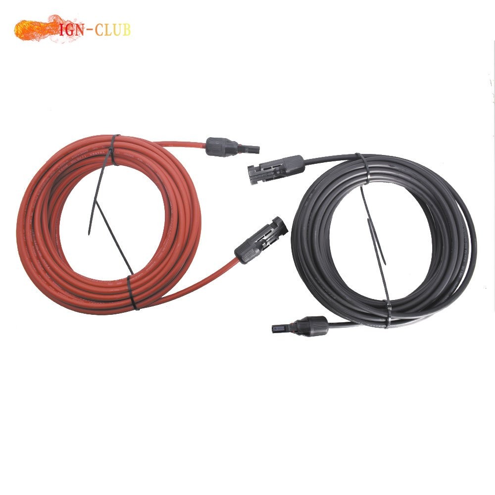 Black + Red 30Ft Wire Connector 10AWG Solar Panel Extension Cable