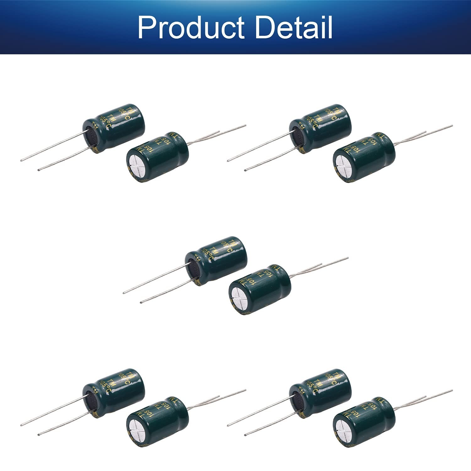 Fielect 10Pcs Aluminum Radial Electrolytic Capacitor Low ESR Green 22uF 250V …