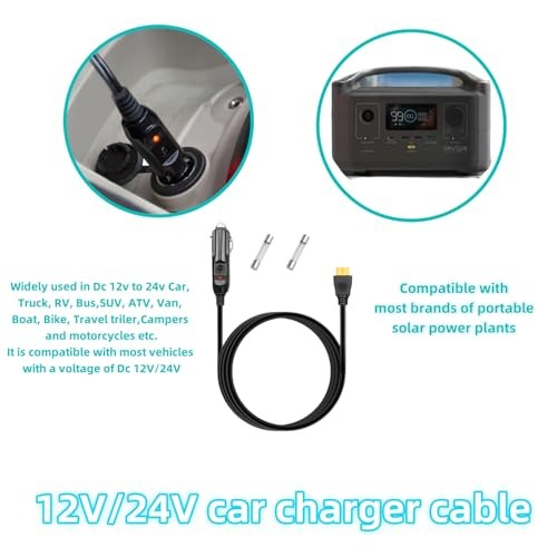 6.8FT Portable12V/24V Car Charger Suitable Compatible Ecoflow Delta/River,