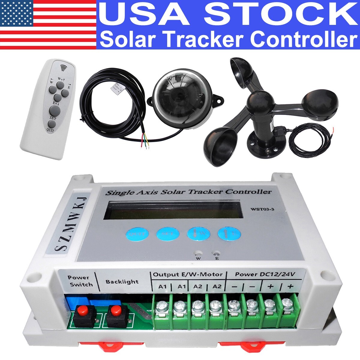 SZMWKJ Solar Tracking Single Axis Solar Tracker Controller W/ Wind Speed Sensor
