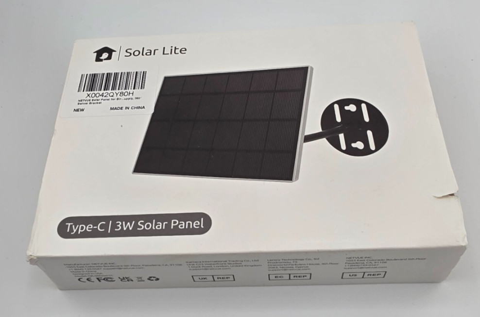 NETVUE 3W Solar Panel, Type-C, Waterproof, Solar Lite, White, NA-S002W-TC Birdfy