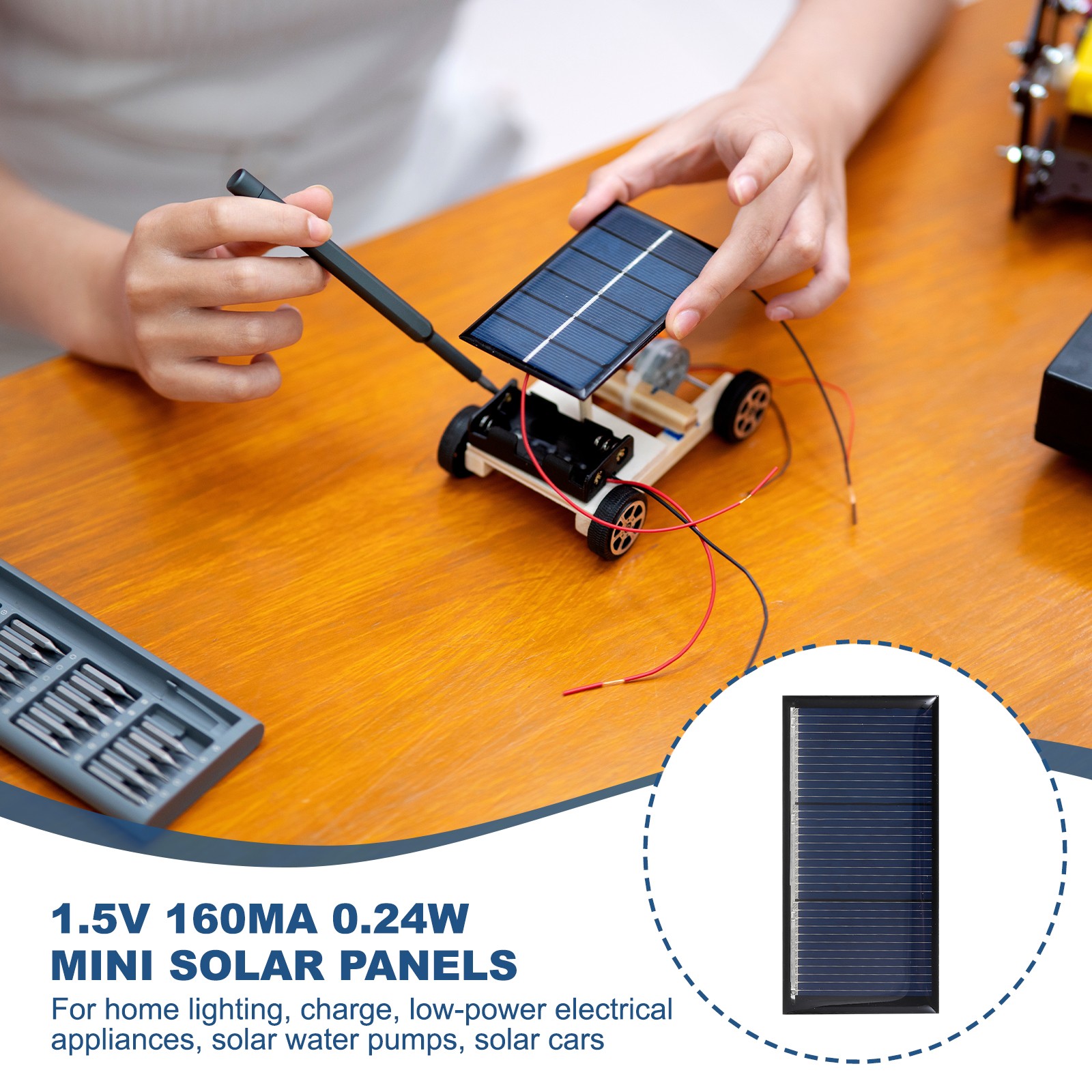 6 mini solar panels 1.5V 0.24W 160mA, photovoltaic cells