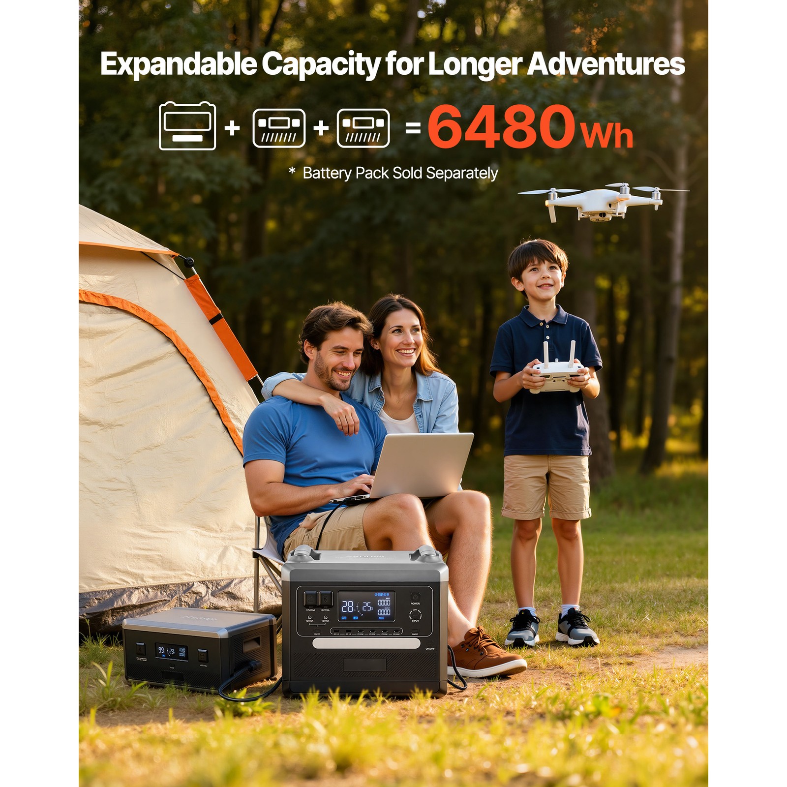 Uimoso Portable Power Station with Solar Generator 2400W 2160Wh and 200W Panel