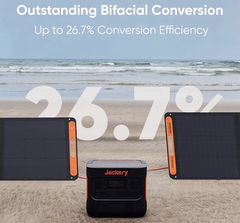 Jackery SolarSaga 200W Bifacial Portable Foldable Solar Panel IP68 Waterproof