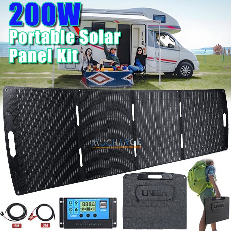 200W Foldable Mono Solar Panel Kit ETFE Solar Charge Controller for Camping RVs