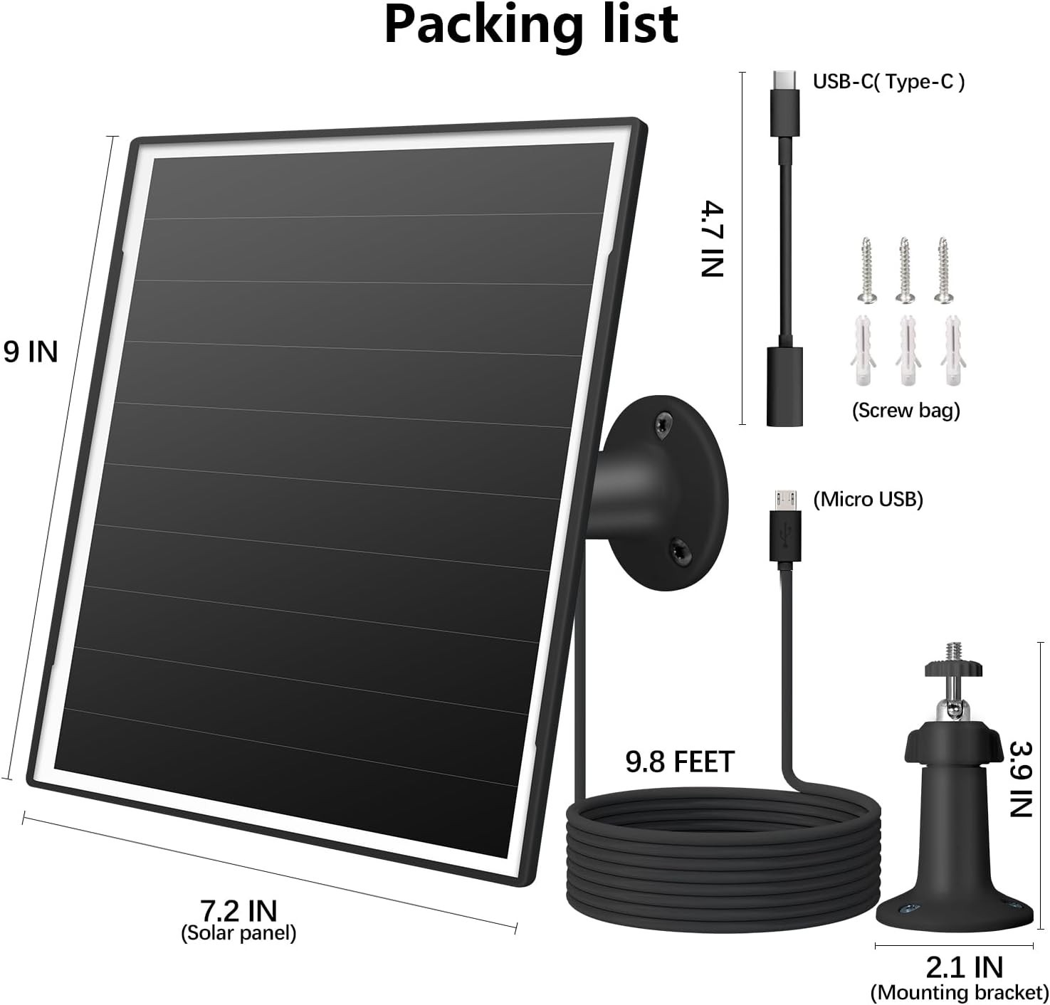 360° Adjustable 8W Solar Panel for Eufy, Wyze, Reolink – Fast & Weatherproof