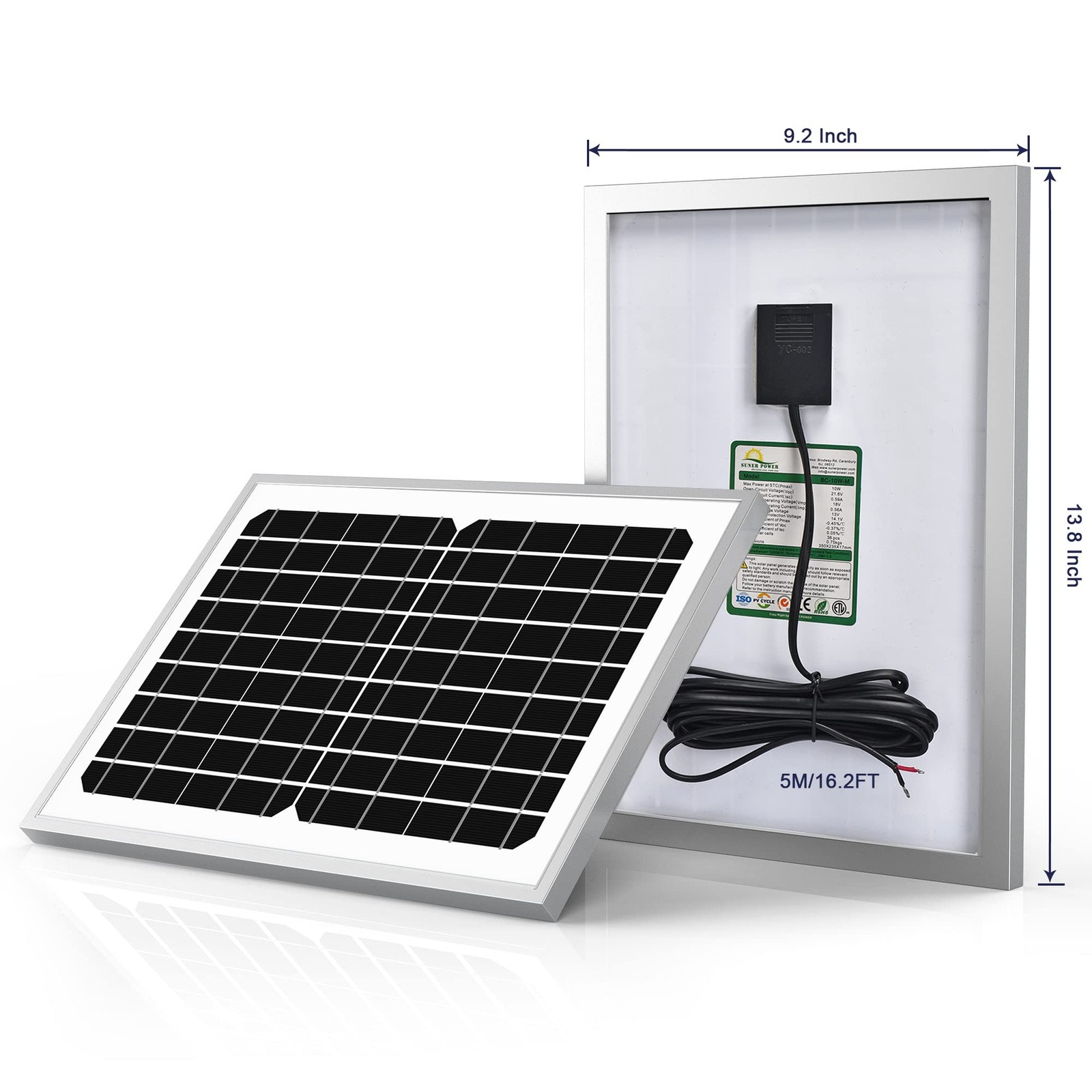 10 Watt Solar Panel Powered Charger Kit + Tubular Mount Bracket for Automatic…
