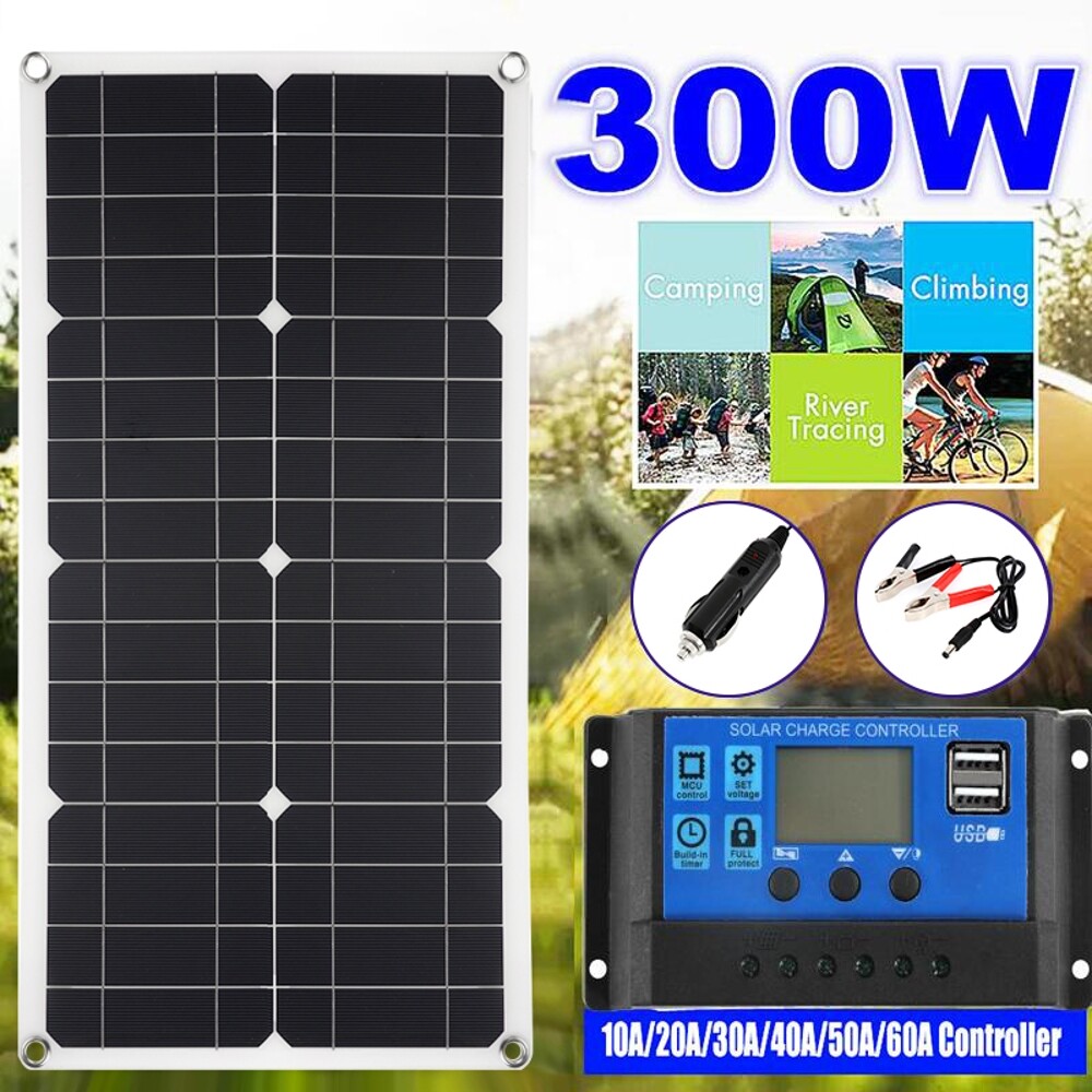 300W Solar Panel Kit 100A Battery Charger with Controller Caravan Boat Car Home