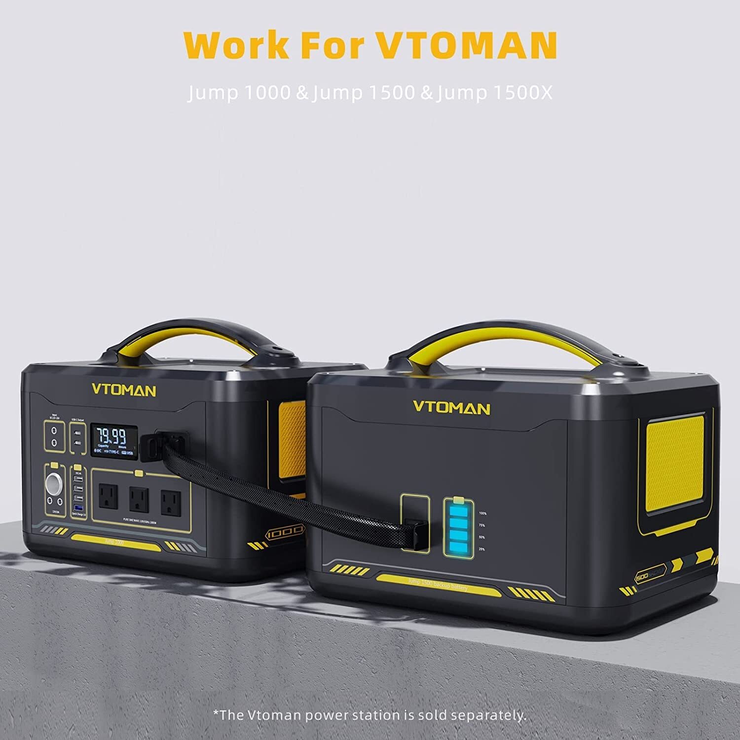 VTOMAN Jump 1500 Extra Battery 1548Wh, LiFePO4 Backup Expansion Battery