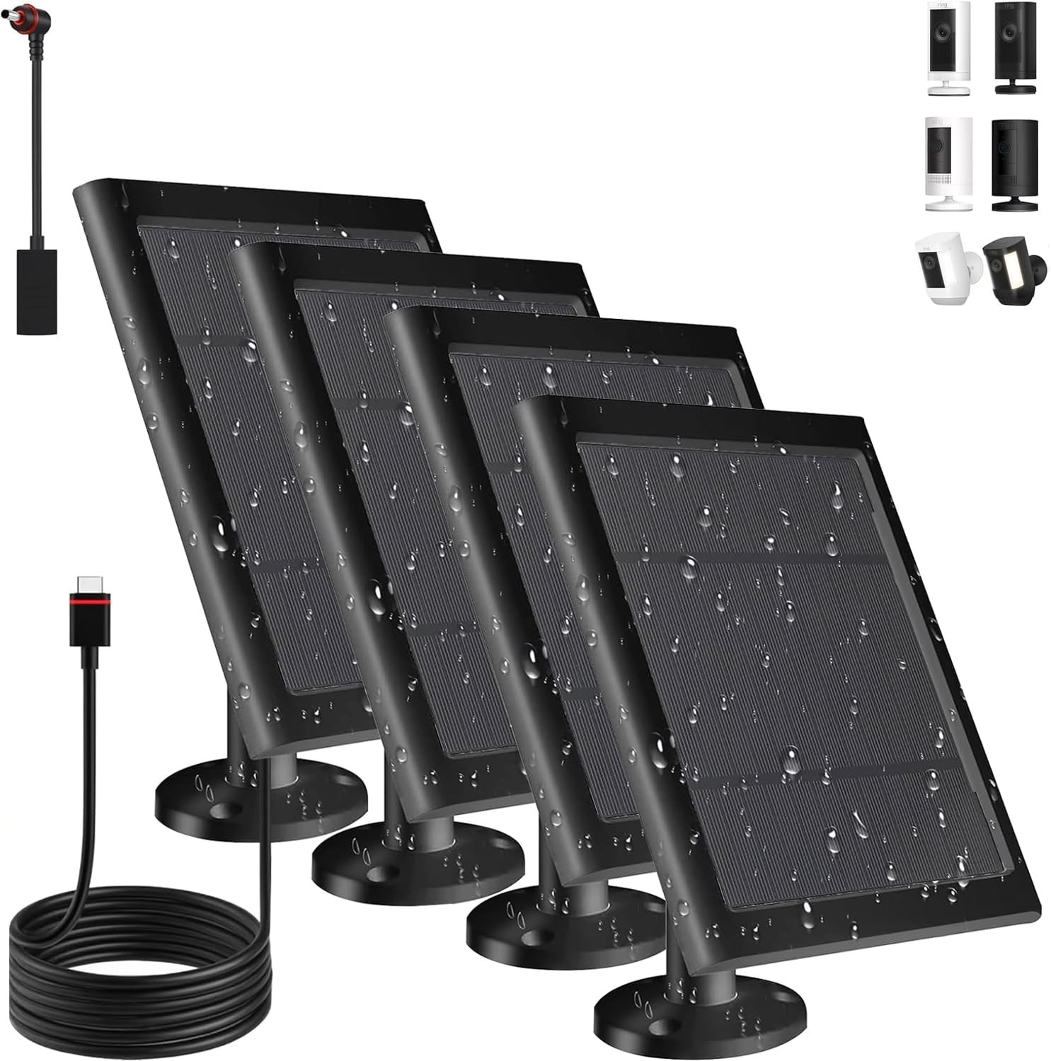 2-Pack 5W Solar Panel for Spotlight Cam Battery for Security Camera Waterproof