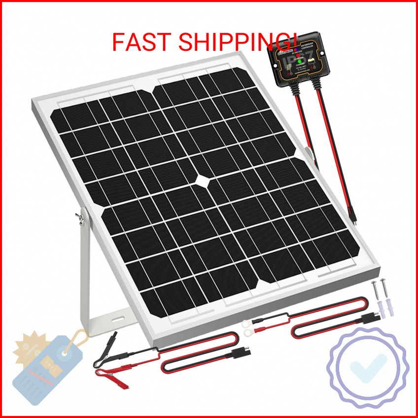 SOLPERK Solar Panel Kit 20W 12V, Waterproof Solar Battery Trickle Charger Mainta