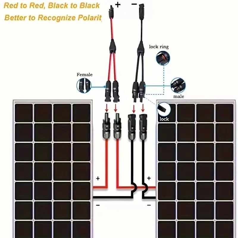 Solar Panel Y Branch Cable Connection Waterproof Adapter Connector Extension