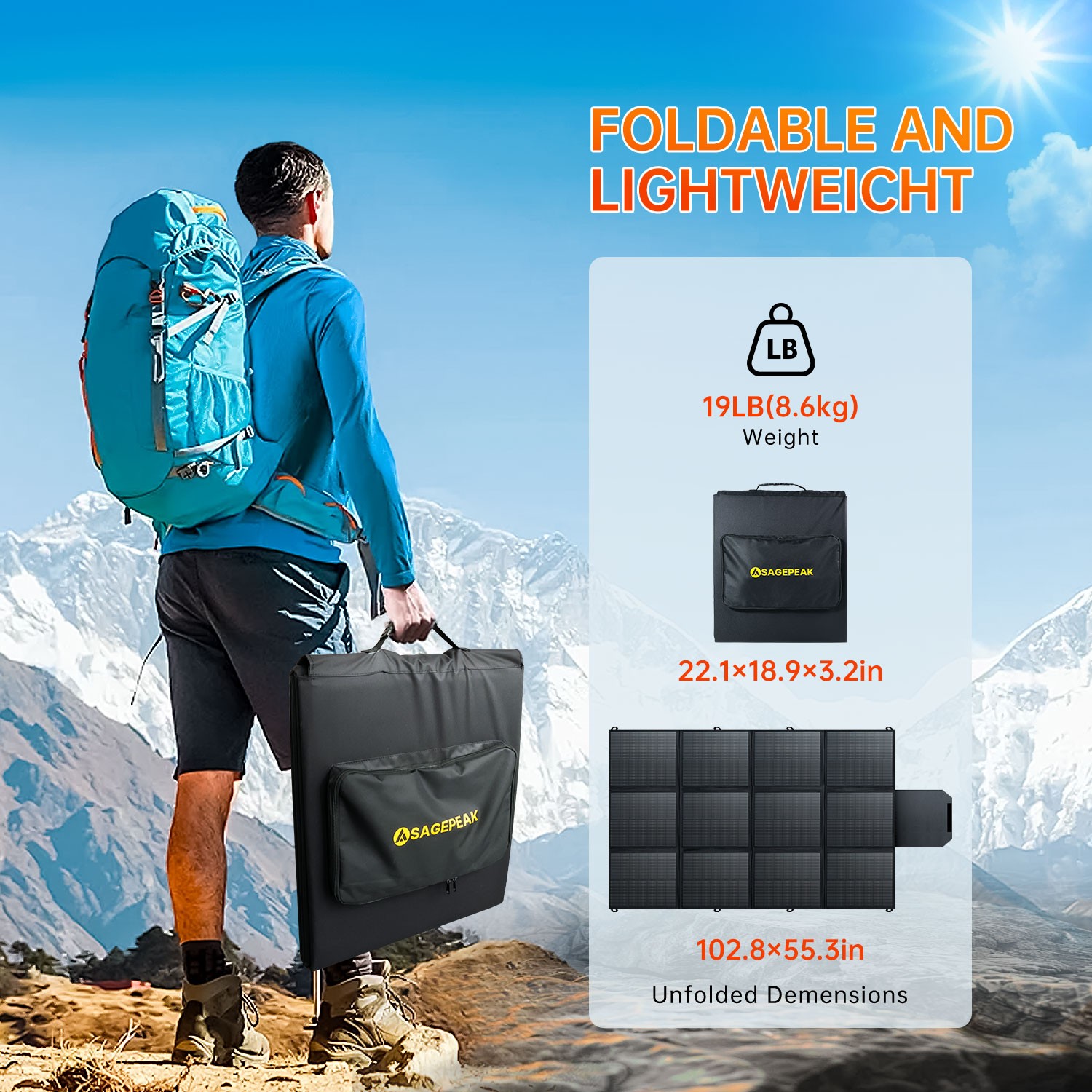 500W Foldable Portable Solar Panel kit for Power Station Charging Camping Mono