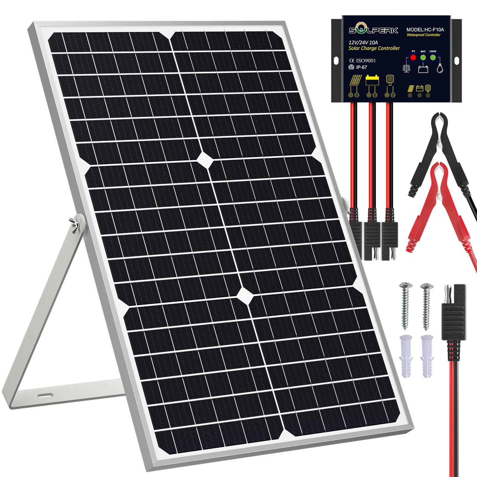 Solar Panel Kit 30W 12V with 10A Waterproof Charge Controller – Trickle Charger
