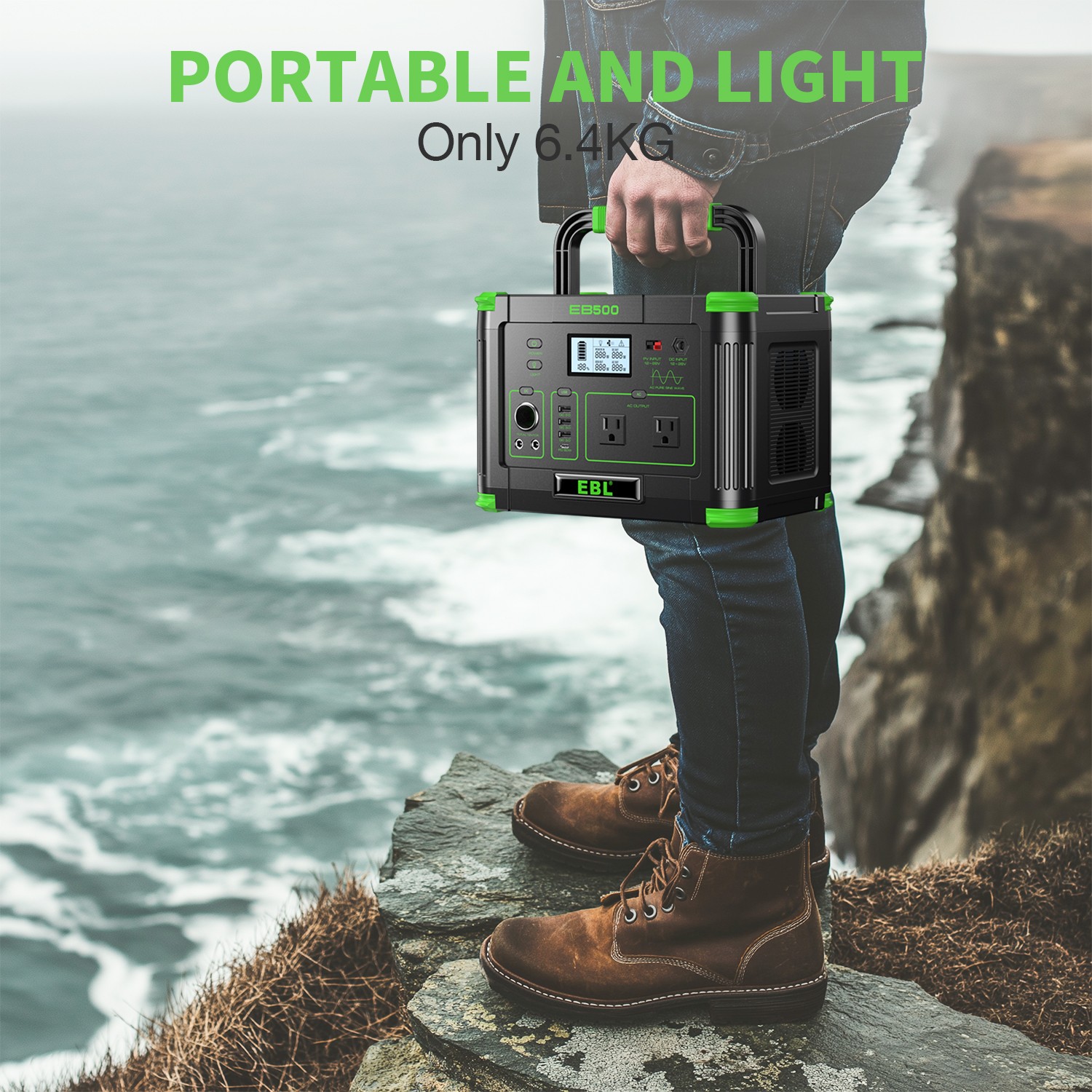 500W 519Wh Portable Power Station Pure Sine Wave Solar Generator for RV Camping