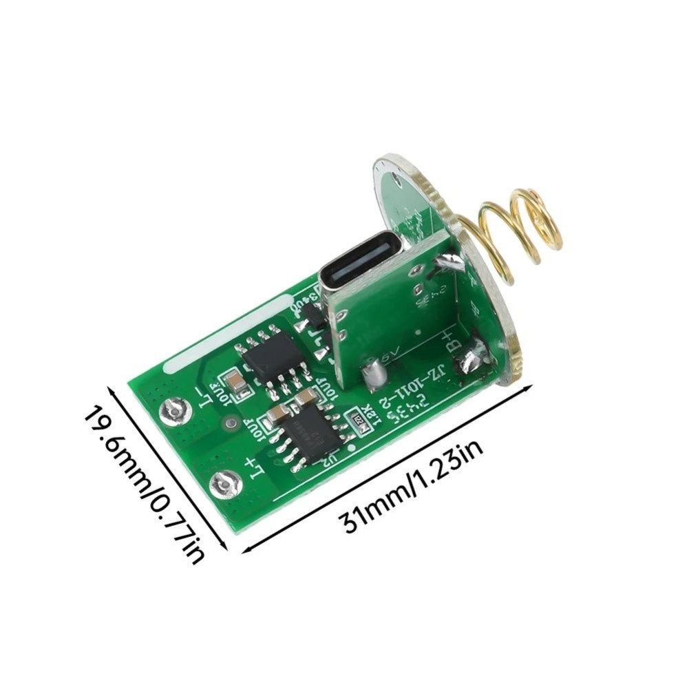 Compact 31×19.6mm LED Driver PCB for 3-4.2V Flashlights with Switch