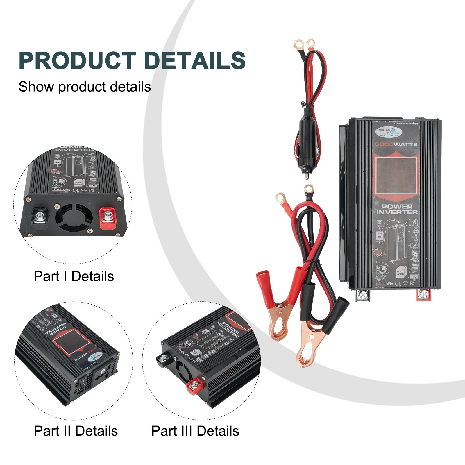 Powerful Output 6000W DC 12V to AC 110V Car Voltage Converter Dual USB