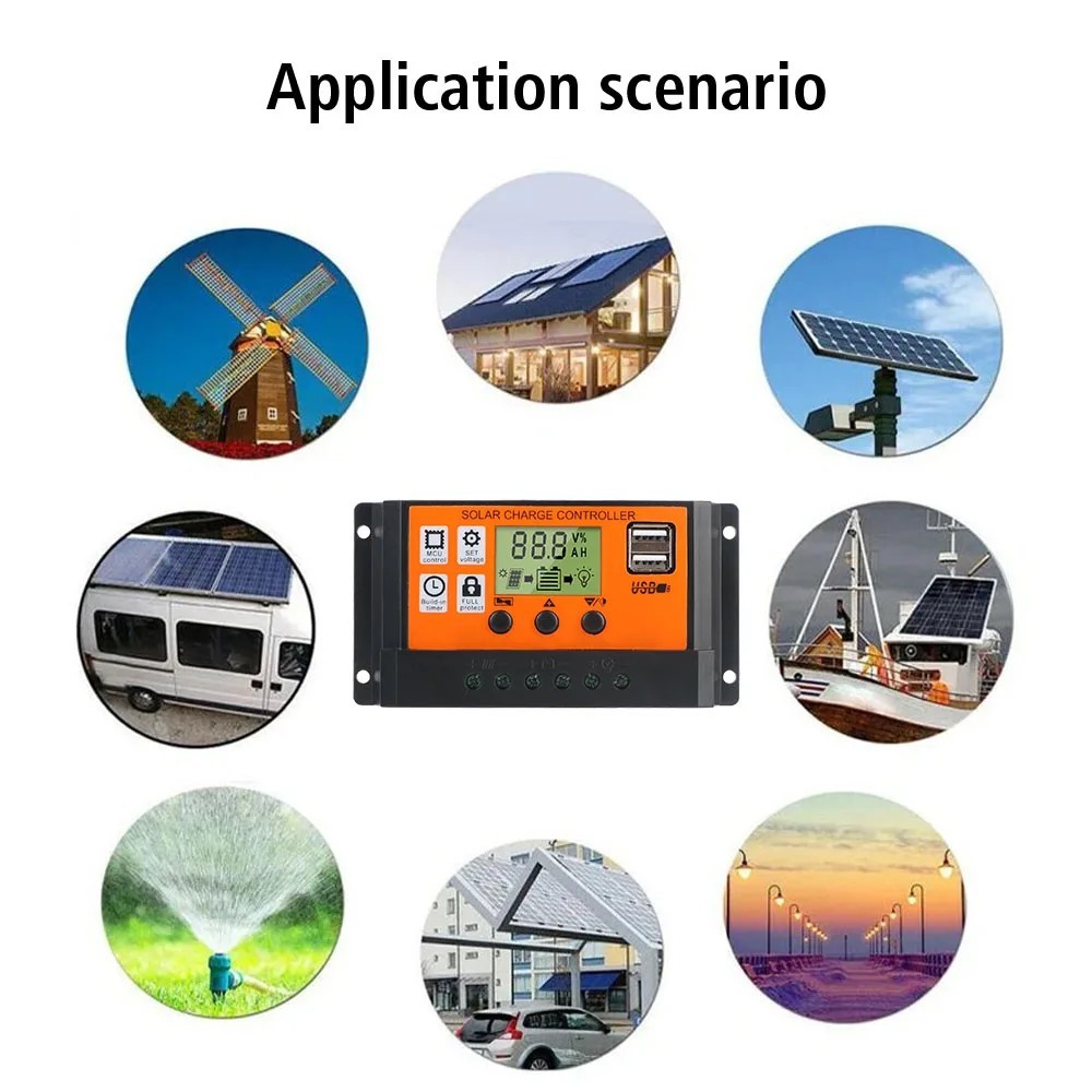 LCD Photovoltaic Controller Color Display 12V/24V Car 10A 20A 30A