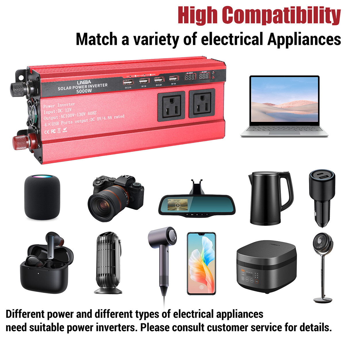 5000W 110V Power Inverter Solar Generator With 400W Solar Panel Home Complete