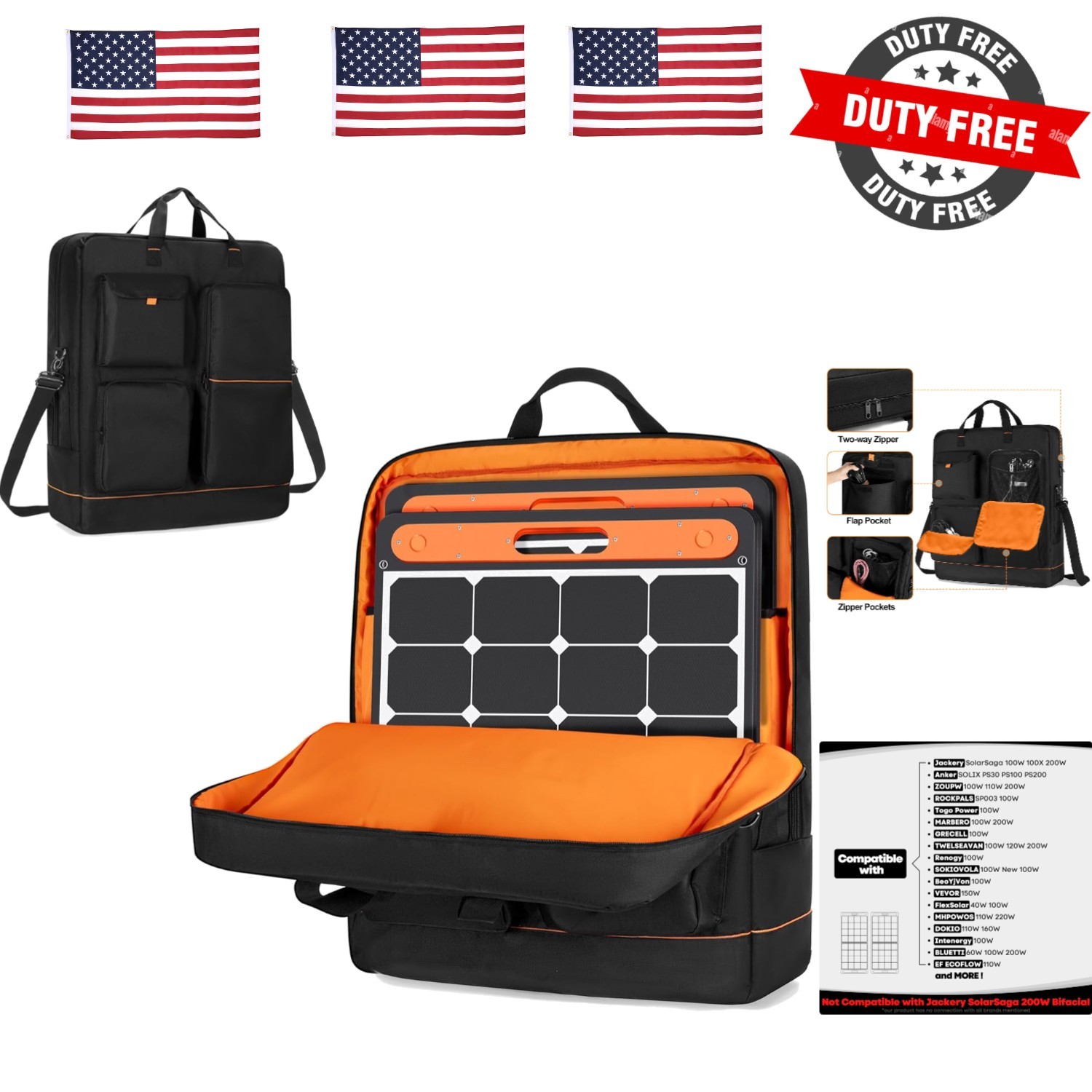 Solar Panel Storage Bag with Bright Lining, Travel Solar Panel Carrying Case …