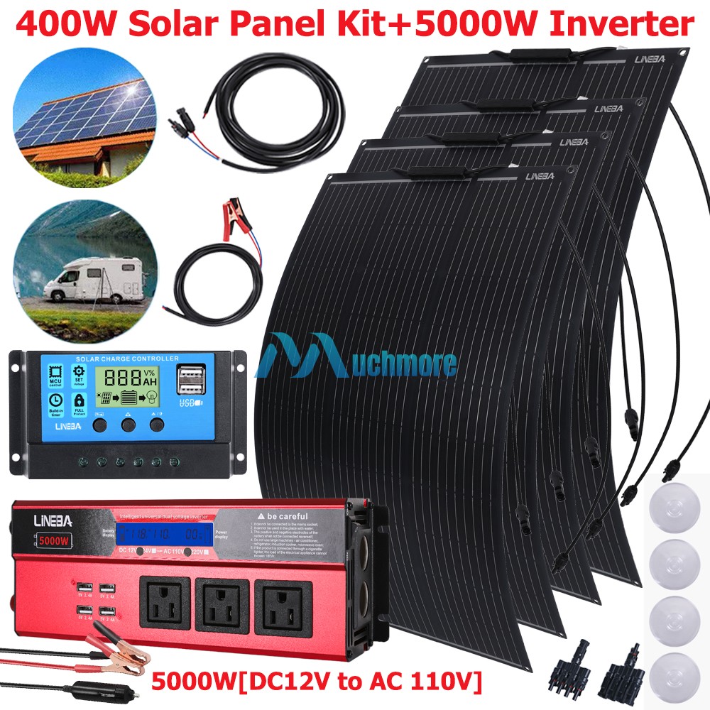 5000W Solar Power Generator Complete Panel Kit 12V 30A Home 110V Off Grid System