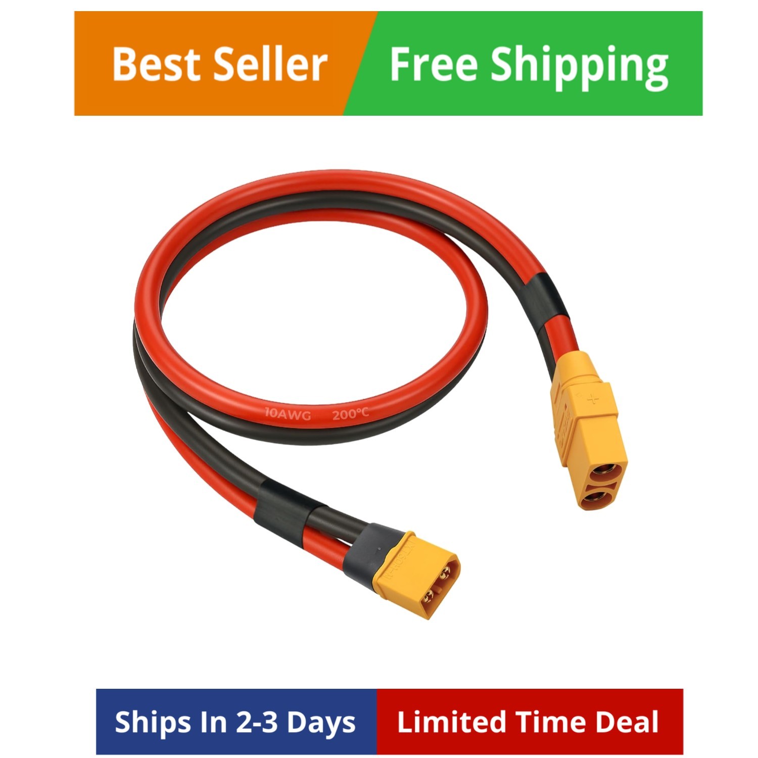 XT60 to XT90 Adapter Cable 10AWG 3FT, XT60 Male to XT90 Female Connector Sili…