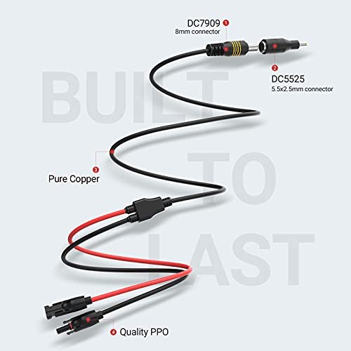 BougeRV 6Feet 14AWG Solar Connector to DC 8mm Adapter Cable with DC 5.5×2.5mm