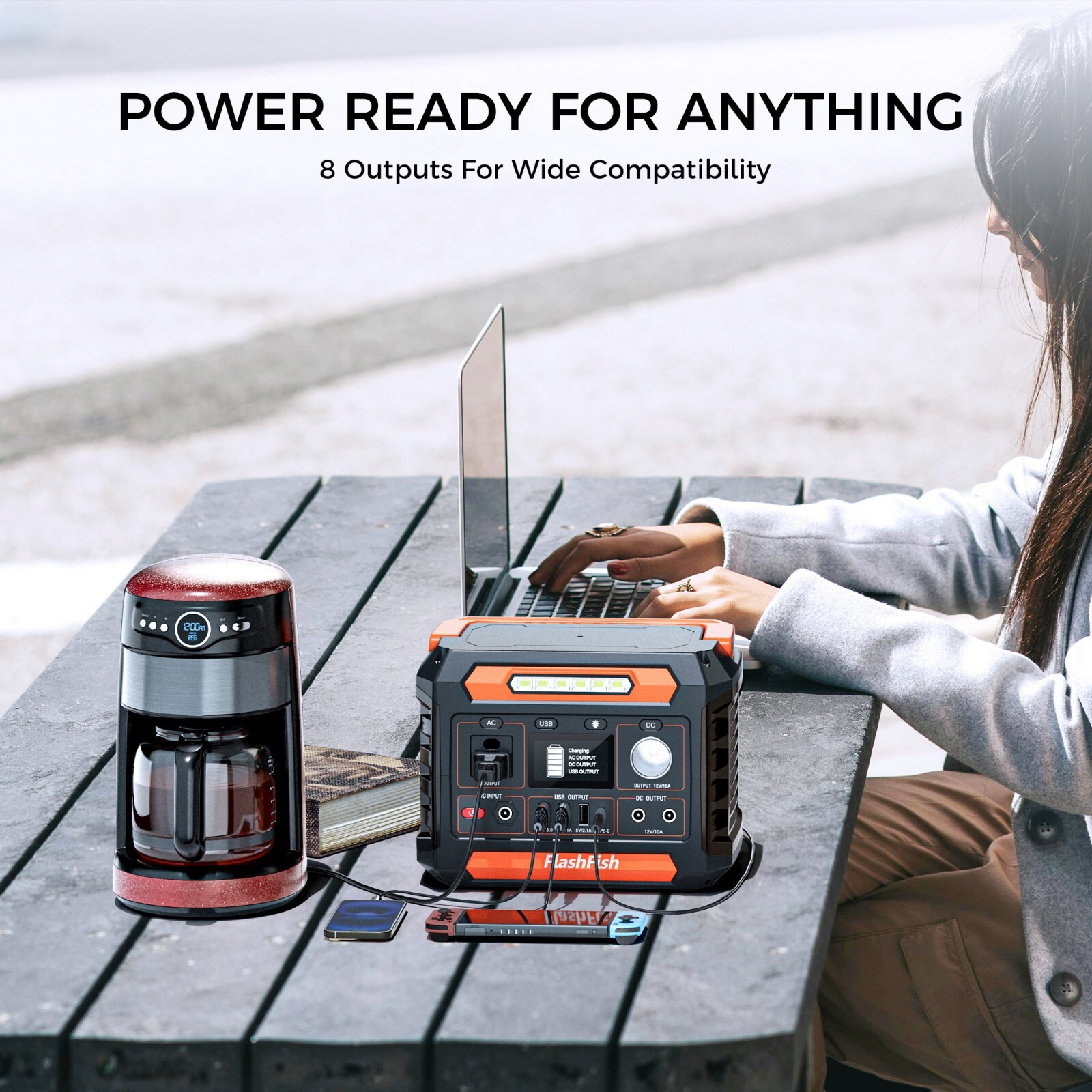 Flashfish 300W Portable Power Station Solar Generator With/Without Solar Panel