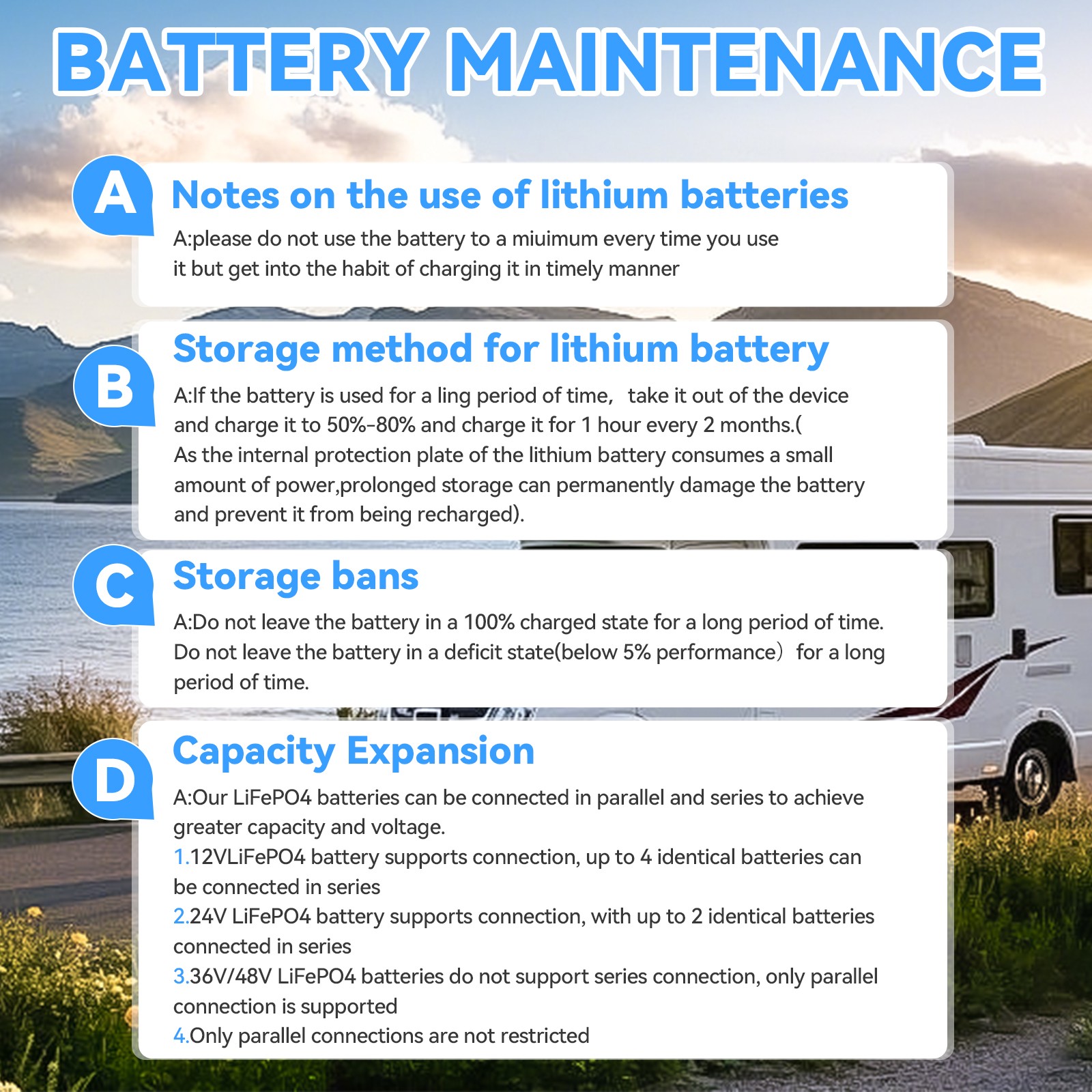 12V 400Ah LiFePO4 Lithium Battery Deep Cycles 5120Wh Power 200A BMS for RV Solar