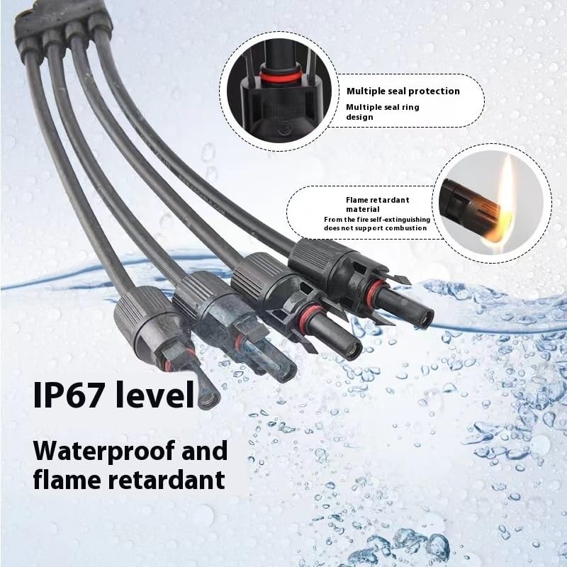 Y Branch Solar Panel Connectors 1 to 4 Parallel Adapter Cable 1500V 19.9in (2pcs