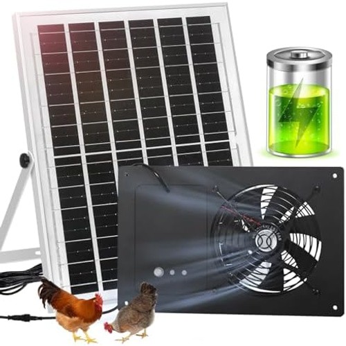 Solar Exhaust Fan with Battery and 3H/6H Timer, High Speed IP65 Waterproof So…