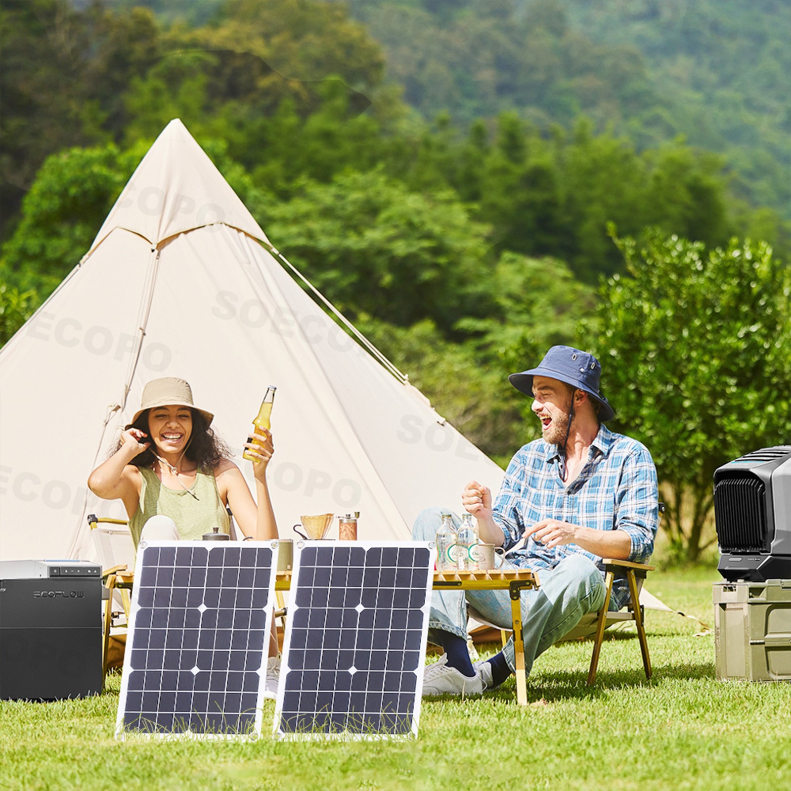 1000W Solar Panels – 2 x 500W Lightweight PV Panels + Y-Cable for Outdoor