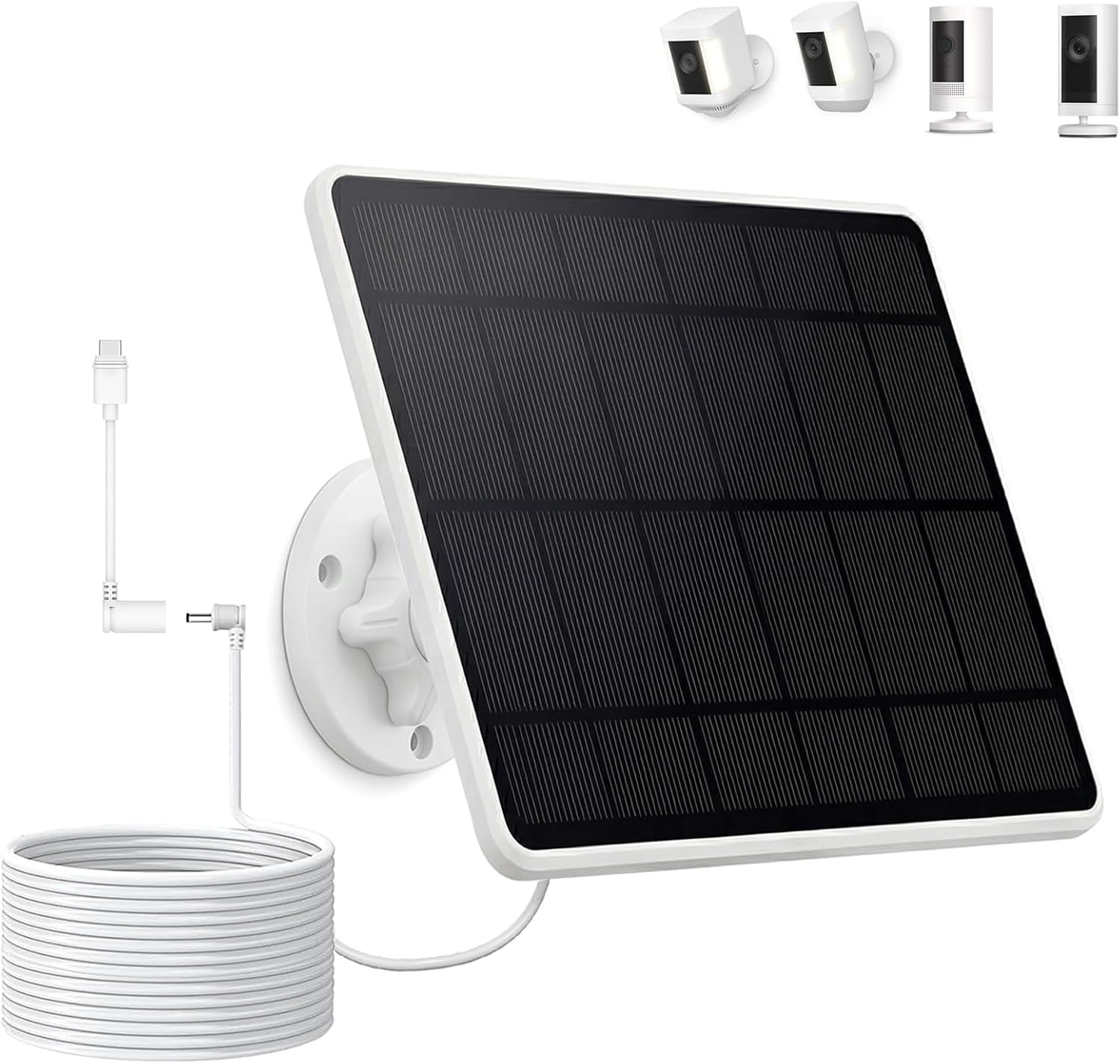 1-Pack 6W Solar Panel for Ring Camera Outdoor Wireless, Fast Solar Charger for R